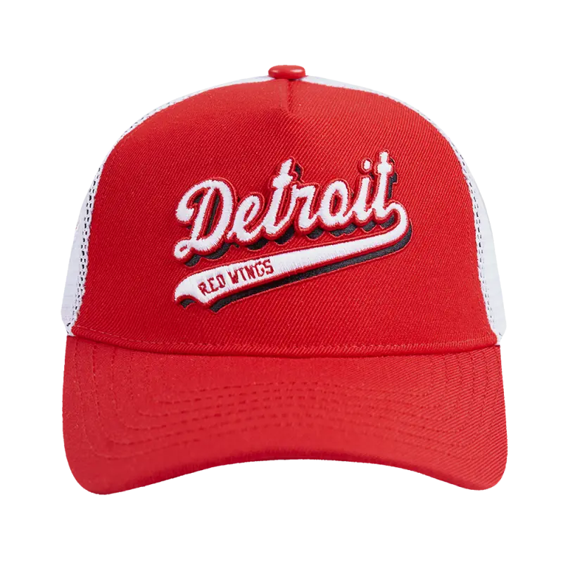 nhl detroit red wings script tail trucker hat red